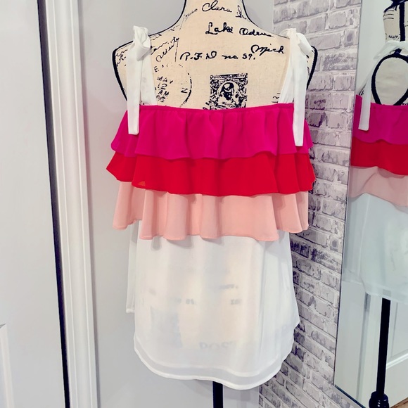 VICI Collection Lovie Ruffle Cold Shoulder Tie Top - Picture 5 of 8